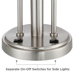 Possini Euro Design Wagner Modern Table Lamp 29 3/4" Tall Brushed Nickel With USB Charging Port And LED Gooseneck Lights White Shade For Living Room -Famous Lighting Store GUEST b0c86ab6 cad2 4dff 9a04 ec5f2827a6cb