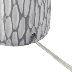 360 Lighting Patrick Modern Coastal Table Lamp With Round Riser 27 1/4" Tall Gray White Wash Ceramic Drum Fabric Shade For Bedroom Living Room Home -Famous Lighting Store GUEST b0fea586 ba5d 4903 b57d 54494be25fe9