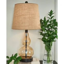 Makana Glass Table Lamp Black - Signature Design By Ashley