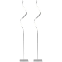 HOMCOM Modern Spiral Floor Lamp, LED Standing Lamp Warm White With Square Base And Foot Switch For Living Room, Bedroom, Set Of 2, Silver 4 HOMCOM Modern Spiral Floor Lamp, LED Standing Lamp Warm White With Square Base And Foot Switch For Living Room, Bedroom, Set Of 2, Silver -Famous Lighting Store GUEST b291fc1f 047a 4c3c 9088 6ac11d6879b0