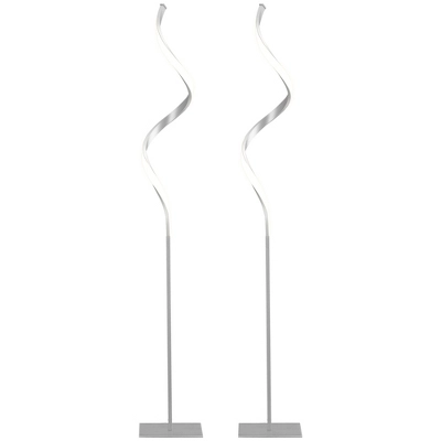HOMCOM Modern Spiral Floor Lamp, LED Standing Lamp Warm White with Square Base and Foot Switch for Living Room, Bedroom, Set of 2, Silver HOMCOM Modern Spiral Floor Lamp, LED Standing Lamp Warm White With Square Base And Foot Switch For Living Room, Bedroom, Set Of 2, Silver -Famous Lighting Store GUEST b291fc1f 047a 4c3c 9088 6ac11d6879b0