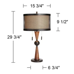 Franklin Iron Works Hunter Modern Rustic Farmhouse Table Lamp 29 3/4" Tall Cherry Wood Bronze Metal Double Drum Shade For Bedroom Living Room House 7 Franklin Iron Works Hunter Modern Rustic Farmhouse Table Lamp 29 3/4" Tall Cherry Wood Bronze Metal Double Drum Shade For Bedroom Living Room House -Famous Lighting Store GUEST b35c7c48 9c37 444d 9e5e 0d25312edf00