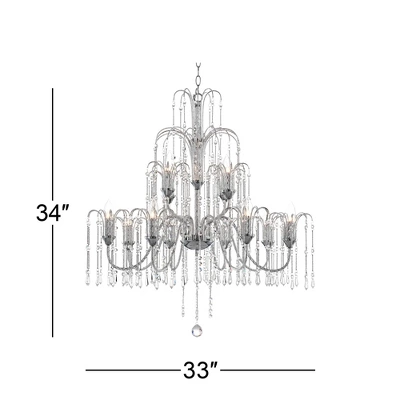 Vienna Full Spectrum Crystal Rain Chrome Chandelier 33" Wide Modern 12-Light Fixture for Dining Room House Foyer Kitchen Island Entryway Bedroom Home Vienna Full Spectrum Crystal Rain Chrome Chandelier 33" Wide Modern 12-Light Fixture For Dining Room House Foyer Kitchen Island Entryway Bedroom Home -Famous Lighting Store GUEST b39b6d30 6719 4c71 ab07 94ccd2122868