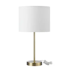 19" Versa Table Lamp With Linen Shade Matte Gold/White - Globe Electric -Famous Lighting Store GUEST b4740aab fb1b 48b2 a25b 31c3d59f8d35