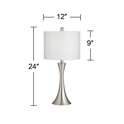 360 Lighting Gerson Modern Table Lamps 24" High Set of 2 Brushed Nickel with Dimmers LED White Drum Shade for Bedroom Living Room Bedside Nightstand 360 Lighting Gerson Modern Table Lamps 24" High Set Of 2 Brushed Nickel With Dimmers LED White Drum Shade For Bedroom Living Room Bedside Nightstand -Famous Lighting Store GUEST b5a78088 1d71 4af2 a2b5 8216969fd85b