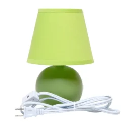 8.66" Petite Ceramic Orb Base Bedside Table Desk Lamp With Matching Tapered Drum Fabric Shade Green - Creekwood Home -Famous Lighting Store GUEST b7435541 7e43 4473 b2e7 208a79a9f31d