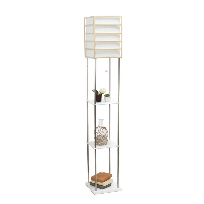 Metal/Wood Etagere Floor Lamp with Storage Shelves and Linen Shade Brushed Nickel - Lalia Home Metal/Wood Etagere Floor Lamp With Storage Shelves And Linen Shade Brushed Nickel - Lalia Home -Famous Lighting Store GUEST b8019468 18f8 4539 9e99 083837a2dab2