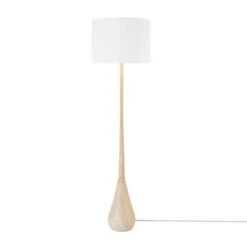 65" Kanana Faux Wood Floor Lamp With White Cotton Shade - Globe Electric -Famous Lighting Store GUEST ba374893 6c2d 40b4 9916 5f62127477e9