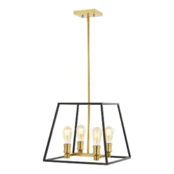 15" 4-Light Lloyd Farmhouse Industrial Iron LED Pendant Black/Brass Gold - JONATHAN Y 11 15" 4-Light Lloyd Farmhouse Industrial Iron LED Pendant Black/Brass Gold - JONATHAN Y -Famous Lighting Store GUEST ba575620 27f1 494c 8179 2ae528a8cadc