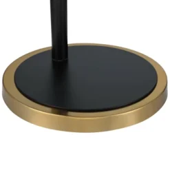 Possini Euro Design Modern Arc Floor Lamp 63 1/2" Tall Warm Gold Black Metal Milky White Glass Shade For Living Room Reading House -Famous Lighting Store GUEST bba5722c 86ba 4ce5 893b 6b6d990dcccf