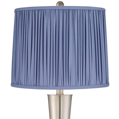 360 Lighting Geoff Modern Table Lamps Set of 2 26" High Brushed Nickel with USB Charging Port Blue Shirred Shade for Bedroom Living Room House Desk 360 Lighting Geoff Modern Table Lamps Set Of 2 26" High Brushed Nickel With USB Charging Port Blue Shirred Shade For Bedroom Living Room House Desk -Famous Lighting Store GUEST bbd7f945 1978 4ea6 8e1b 242aaa63fa38