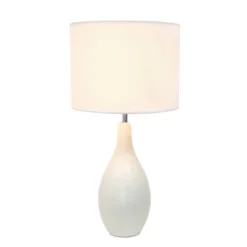 18.11" Traditional Standard Ceramic Dewdrop Table Desk Lamp With Matching Fabric Shade Off-White - Creekwood Home -Famous Lighting Store GUEST c037885d 00d1 4b01 87fd 20d396f1883d
