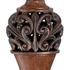 Regency Hill Exeter Traditional Table Lamps 30" Tall Set Of 2 Bronze Wood Carved Leaf Cream Rectangular Bell Shade For Bedroom Living Room Bedside -Famous Lighting Store GUEST c11be202 924a 4cca 83cf c844d3460037