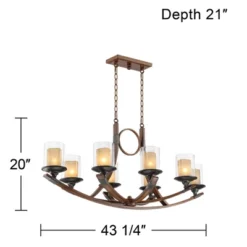 Franklin Iron Works Tafford Mahogany Wood Linear Pendant Chandelier 43 1/4" Wide Rustic Farmhouse Clear Glass 8-Light Fixture For Dining Room Kitchen -Famous Lighting Store GUEST c26f402d a13c 4e1e b6c4 d3d06e4f8dd8