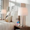 360 Lighting Karla Modern Table Lamps 25" High Set Of 2 Brushed Steel Column With USB Charging Port White Fabric Shade For Bedroom Living Room Desk -Famous Lighting Store GUEST c3776a5b b9c1 478f b354 f483def70ca9