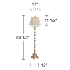 Barnes And Ivy Traditional Floor Lamp 63.5" Tall Distressed Candlestick Crystal Glass Beading Cream Bell Shade For Living Room Reading -Famous Lighting Store GUEST c4ab0188 704b 41b9 8c56 aea8b0be4977