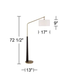 Possini Euro Design Mid Century Modern Arc Floor Lamp 72 1/2" Tall Espresso Warm Gold Metal White Linen Drum Shade For Living Room -Famous Lighting Store GUEST c6d61084 35a5 4e1f b7a8 09223e3614c8
