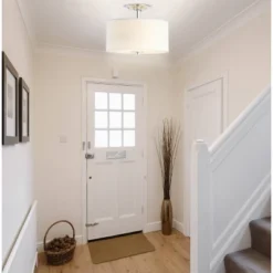 15" Marc Metal/Linen LED Semi-Flush Mount Chrome (Includes Energy Efficient Light Bulb) - JONATHAN Y -Famous Lighting Store GUEST c7343298 615e 46ed 8c0c 1fadbf57027b