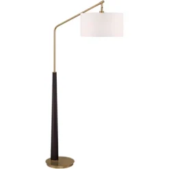 Possini Euro Design Mid Century Modern Arc Floor Lamp 72 1/2" Tall Espresso Warm Gold Metal White Linen Drum Shade For Living Room -Famous Lighting Store GUEST c9119d30 3a10 47e1 812f 5a0366d61c95
