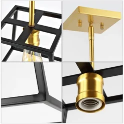 9.25" 1-Light Girard Farmhouse Industrial Iron LED Pendant Black/Brass Gold - JONATHAN Y 9 9.25" 1-Light Girard Farmhouse Industrial Iron LED Pendant Black/Brass Gold - JONATHAN Y -Famous Lighting Store GUEST c92aaa37 9be1 4704 a8b5 aeaa0fb5af3c