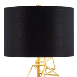 Possini Euro Design Modern Table Lamp 30" Tall Gold Metal Geometric Cube Black Drum Shade For Bedroom Living Room Bedside Nightstand Office Kids House -Famous Lighting Store GUEST c92e6f9c 8b15 4055 9210 e95329e351d3