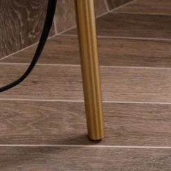 HOMCOM Modern Tripod Floor Lamp Free Standing Land Lamp W/ Steel Frame, Footswitch, Fabric Lampshade And E26 Base For Living Room, Bedroom, Gold -Famous Lighting Store GUEST c9ad70d7 3ff8 48dd be70 47ec67f45e0b