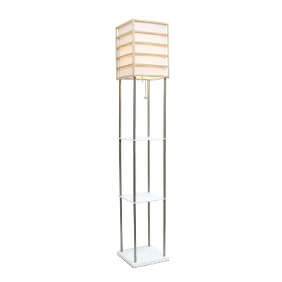 Metal/Wood Etagere Floor Lamp with Storage Shelves and Linen Shade Brushed Nickel - Lalia Home Metal/Wood Etagere Floor Lamp With Storage Shelves And Linen Shade Brushed Nickel - Lalia Home -Famous Lighting Store GUEST c9fd7b4b 290d 4508 8cf1 e9b6d115f55f