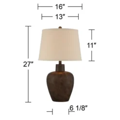 Regency Hill Glenn Rustic Farmhouse Table Lamps 27" Tall Set Of 2 Dark Terra Cotta Tapered Fabric Drum For Bedroom Living Room Bedside Nightstand Home -Famous Lighting Store GUEST ca520134 a906 4e2e ab36 5218c5c5dca4