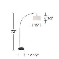 360 Lighting Modern Arc Floor Lamp With USB Charging Port 72" Tall Black White Linen Drum Shade For Living Room Reading House Home -Famous Lighting Store GUEST cb1cc7e9 4abf 4bf5 aba7 76141991a56b