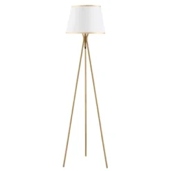 HOMCOM Modern Tripod Floor Lamp Free Standing Land Lamp W/ Steel Frame, Footswitch, Fabric Lampshade And E26 Base For Living Room, Bedroom, Gold -Famous Lighting Store GUEST cbc93f31 0ae6 4db1 819a 5f23a3be418e