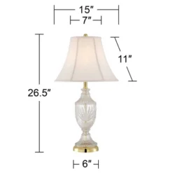 Regency Hill Traditional Table Lamp 26.5" High Cut Glass Urn Brass White Cream Bell Shade For Living Room Family Bedroom Bedside Nightstand -Famous Lighting Store GUEST cbf9893a 39fa 4d05 a71a e5305d21a500