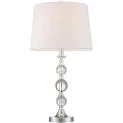 360 Lighting Solange Modern Table Lamps 25" High Set Of 2 Stacked Crystal Glass Silver White Tapered Drum Shade For Bedroom Living Room Nightstand -Famous Lighting Store GUEST ccb53c4f 18df 400c b3f0 ff2747255eb7