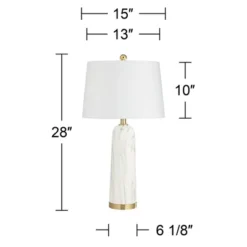 360 Lighting Maceao Modern Table Lamps 28" Tall Set Of 2 White Faux Marble Tapered Drum Shade For Bedroom Living Room Bedside Nightstand Office House 9 360 Lighting Maceao Modern Table Lamps 28" Tall Set Of 2 White Faux Marble Tapered Drum Shade For Bedroom Living Room Bedside Nightstand Office House -Famous Lighting Store GUEST cdf0cf30 a45f 40ca 8b34 8ae2d0720a77