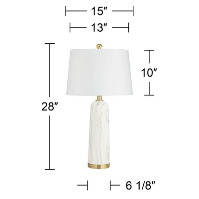 360 Lighting Maceao Modern Table Lamps 28" Tall Set of 2 White Faux Marble Tapered Drum Shade for Bedroom Living Room Bedside Nightstand Office House 360 Lighting Maceao Modern Table Lamps 28" Tall Set Of 2 White Faux Marble Tapered Drum Shade For Bedroom Living Room Bedside Nightstand Office House -Famous Lighting Store GUEST cdf0cf30 a45f 40ca 8b34 8ae2d0720a77