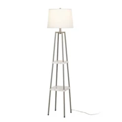 58" Metal Floor Lamp With Shelves (Includes LED Light Bulb) Gray - Cresswell Lighting 4 58" Metal Floor Lamp With Shelves (Includes LED Light Bulb) Gray - Cresswell Lighting -Famous Lighting Store GUEST ce8bb2a6 9ea4 44c3 9d32 77ff8426f99c