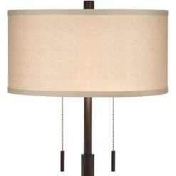 Franklin Iron Works Bernie Industrial Table Lamps 25" High Set Of 2 Rich Bronze With USB Charging Port Tan Drum Shade For Bedroom Living Room Bedside -Famous Lighting Store GUEST cefd09c2 fd86 47bc be78 ab8ae9df1181