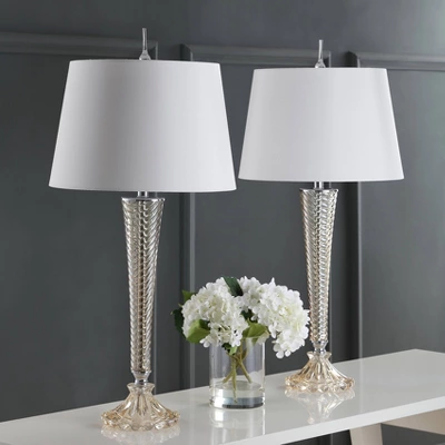 (Set of 2) 32" Caterina Glass Table Lamp (Includes LED Light Bulb) Champagne - JONATHAN Y (Set Of 2) 32" Caterina Glass Table Lamp (Includes LED Light Bulb) Champagne - JONATHAN Y -Famous Lighting Store GUEST d1839e97 d724 4445 8e08 7ac4e336d8ee