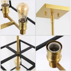 15" 4-Light Lloyd Farmhouse Industrial Iron LED Pendant Black/Brass Gold - JONATHAN Y 9 15" 4-Light Lloyd Farmhouse Industrial Iron LED Pendant Black/Brass Gold - JONATHAN Y -Famous Lighting Store GUEST d1d3bd90 8413 4fe6 ac8c 023f983beb1d
