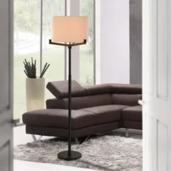 Industrial Floor Lamp With Multi Supports Brushed Black And Light Beige Shade - StyleCraft -Famous Lighting Store GUEST d23bcf32 4470 4337 99f6 a38220ef43cf