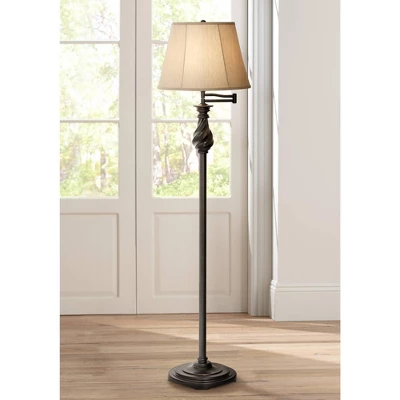 Regency Hill Traditional Swing Arm Floor Lamp 58" Tall Painted Black Bronze Swirl Font Faux Silk Beige Shade for Living Room Reading Office Regency Hill Traditional Swing Arm Floor Lamp 58" Tall Painted Black Bronze Swirl Font Faux Silk Beige Shade For Living Room Reading Office -Famous Lighting Store GUEST d4405609 68f4 409d 891f 9794b0f30b18