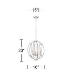 Possini Euro Design Spherical Brushed Nickel Pendant Chandelier 16" Wide Modern Orb 3-Light Fixture For Dining Room House Foyer Kitchen Island Bedroom -Famous Lighting Store GUEST d4c94ad7 a94d 4ba7 9f4d ae1100b106f0