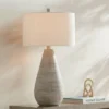 360 Lighting Julio Modern Table Lamp 30" Tall Natural Gray Ceramic Oatmeal Drum Shade For Bedroom Living Room Bedside Nightstand Office Kids House -Famous Lighting Store GUEST d54b8492 9fe4 41d3 a24a 463f982f887d