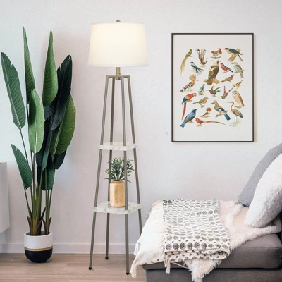 58" Metal Floor Lamp with Shelves (Includes LED Light Bulb) Gray - Cresswell Lighting 58" Metal Floor Lamp With Shelves (Includes LED Light Bulb) Gray - Cresswell Lighting -Famous Lighting Store GUEST d5615390 5b77 497e af4e 68b6d1b4988c