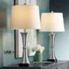 360 Lighting Seymore Modern Table Lamps 26" High Set Of 2 Silver With USB Charging Port LED Touch On Off White Drum Shade For Bedroom Living Room Desk -Famous Lighting Store GUEST d5628f13 0516 4284 a0b5 7f2d33000156