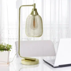 Industrial Mesh Desk Lamp Gold - Lalia Home -Famous Lighting Store GUEST d74c99d7 923d 4c65 9d88 b1db9ee7977a