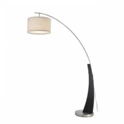 FC Design 71.5" Tall Drum Shade Arched Floor Lamp With Unique Black Wood Pole And Metal Base -Famous Lighting Store GUEST d80e05dc 97e0 482f 98de 9930e9f67455