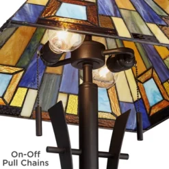Robert Louis Tiffany Asian-Inspired Floor Lamp 62" Tall Bronze Iron Tiffany Style Jewel Tone Art Glass Shade For Living Room Reading Bedroom Office -Famous Lighting Store GUEST d81b73f3 3f14 4463 be38 e28dad6b4a9f
