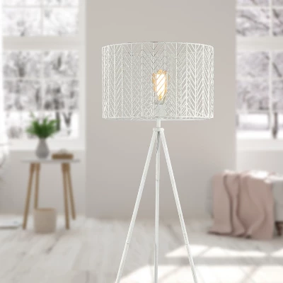 61" Cage Shade Metal Tripod Floor Lamp Ingrid White - River of Goods 61" Cage Shade Metal Tripod Floor Lamp Ingrid White - River Of Goods -Famous Lighting Store GUEST da86ac9f 5bbc 4db3 a656 79317fd0b41f