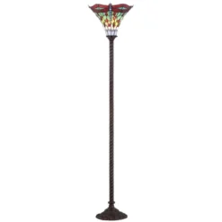 71" Dragonfly Tiffany Style Torchiere Floor Lamp (Includes Energy Efficient Light Bulb) - JONATHAN Y -Famous Lighting Store GUEST da94c23d e7fc 408b 9cd0 1fcc53706492