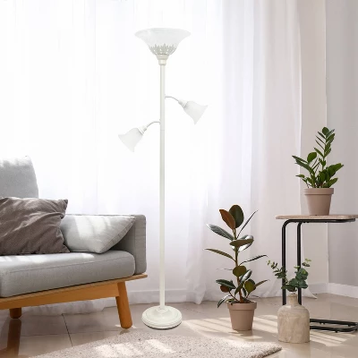 Torchiere Floor Lamp with 2 Reading Lights and Scalloped Glass Shades White - Lalia Home Torchiere Floor Lamp With 2 Reading Lights And Scalloped Glass Shades White - Lalia Home -Famous Lighting Store GUEST db5fe1ca 927e 4ce0 b793 355c8737e3a3